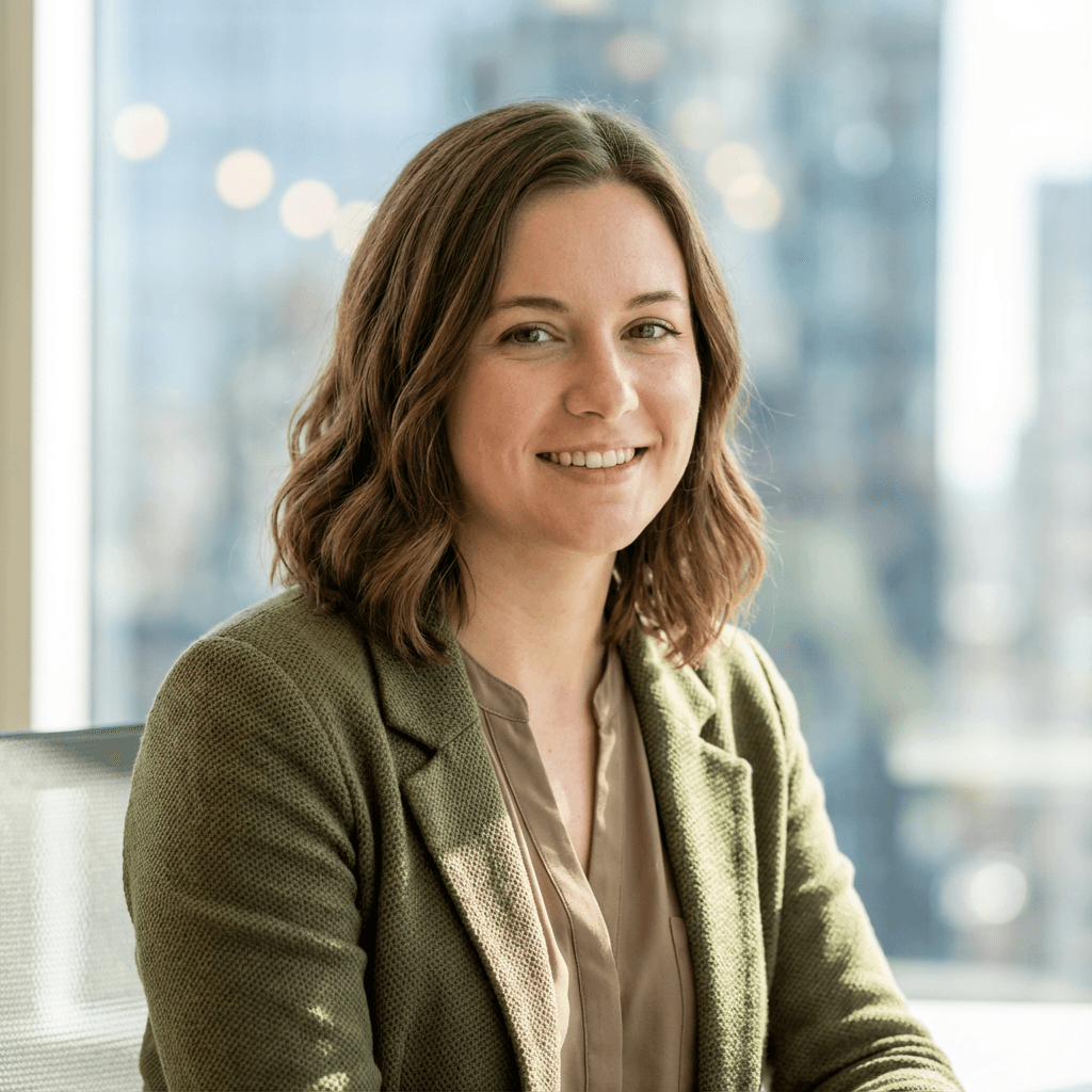 Melissa Thompson headshot, warehouse supervisor in her early 30s, White, professional attire